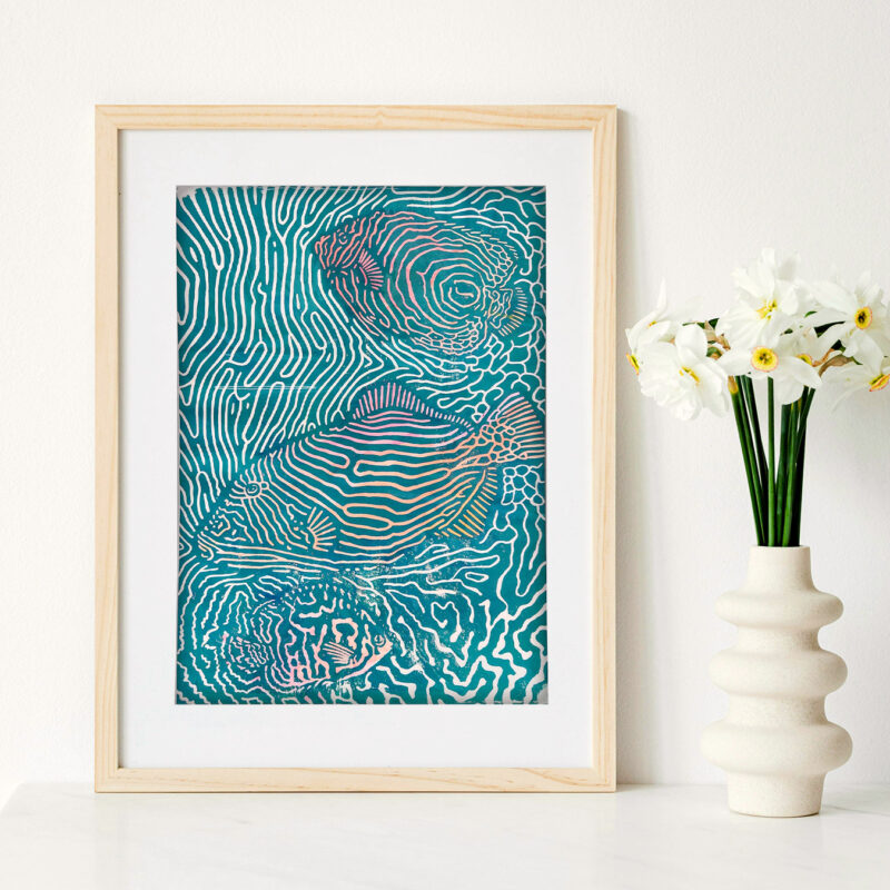 Linoldruck "The Reef"